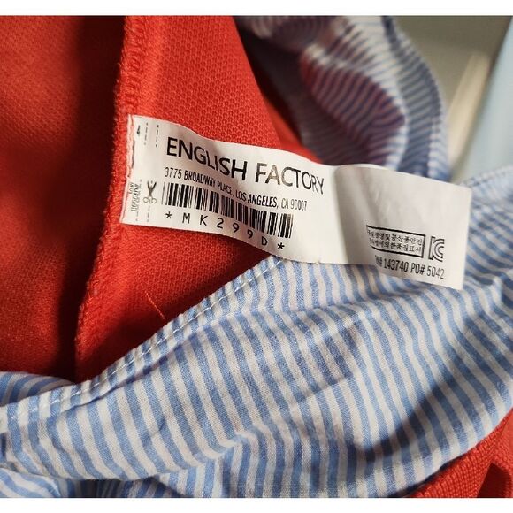 English Factory Red and Blue Striped Dress Size M - Picture 6 of 7